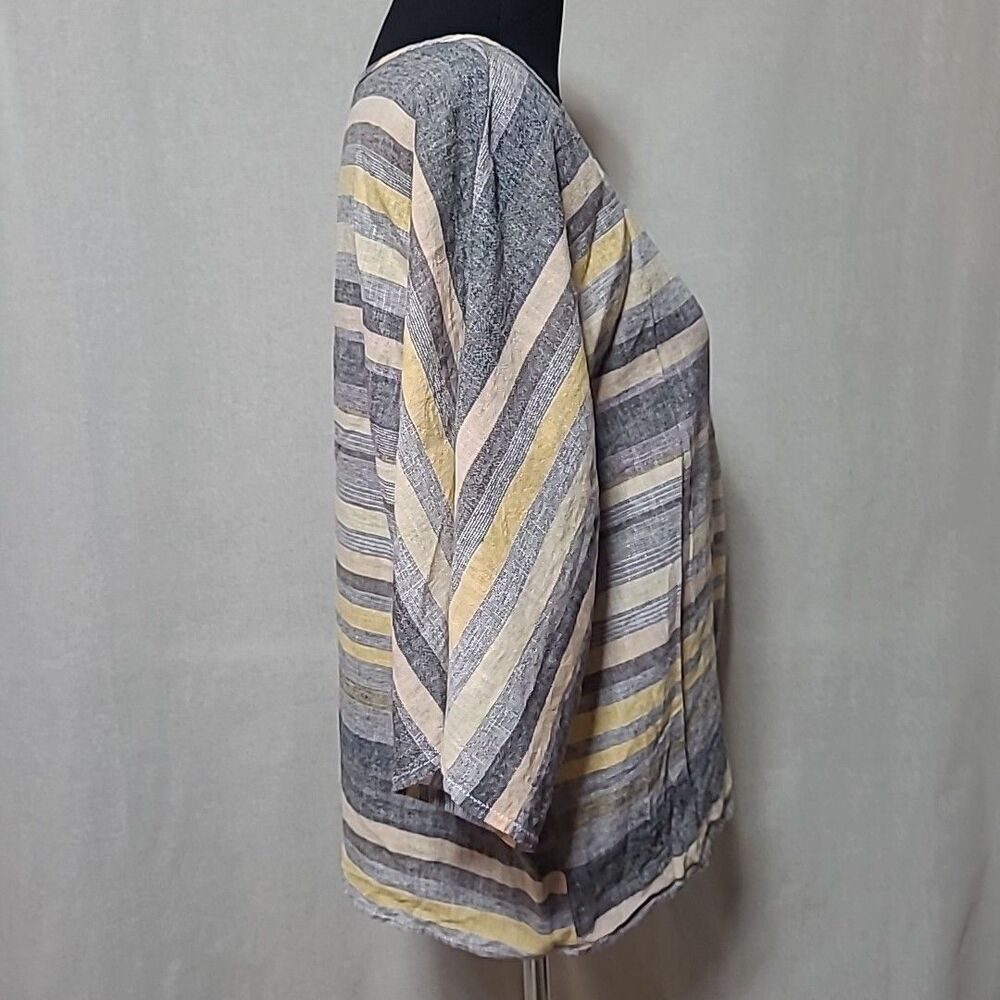Beach Lunch Lounge Linen Blend Tie Front Top Womens Small Beachy Stripe Boho - Picture 5 of 8